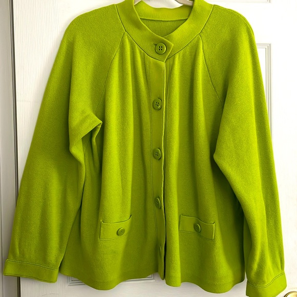 Sweater jacket. Love 4 Luck. 💯 cotton knit. Florescent green. Pockets. XXL - Picture 1 of 5